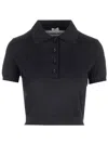 Loewe Cropped Polo Sweater In Silk In Black