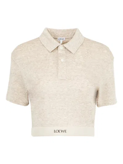 Loewe Cropped Polo Shirt In Neutrals