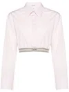 Loewe Cropped Cotton Poplin Shirt In Pink