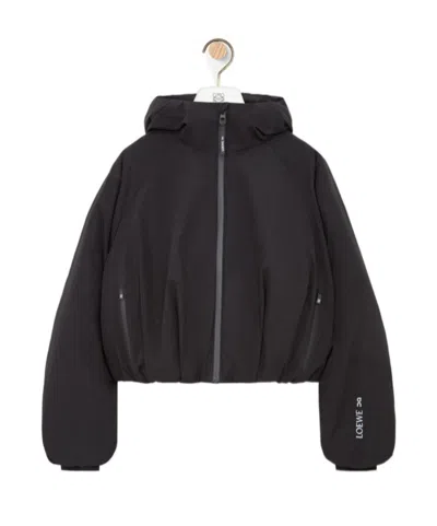 Loewe Cropped Puffer Jacket In Technical Shell In Black