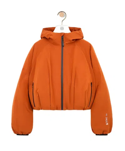 Loewe Cropped Puffer Jacket In Technical Shell In Orange
