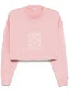 Loewe Anagram Cropped Cotton Jersey Sweatshirt In Pink