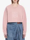 Loewe Anagram Cropped Cotton Jersey Sweatshirt In Pink