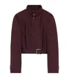Loewe Womens Burgundy Belted-hem Cotton-blend Jacket In Burgundy
