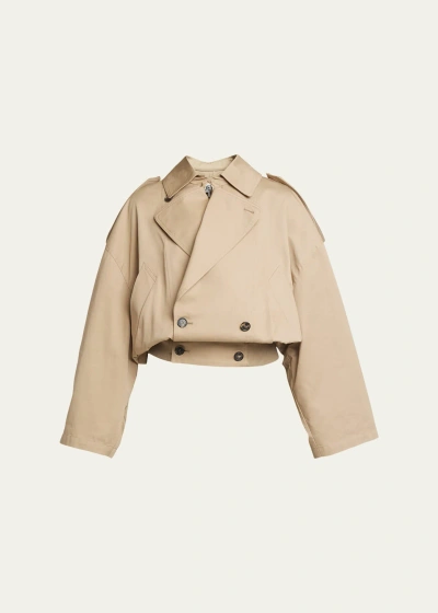 Loewe Cropped Trench Jacket In Beige