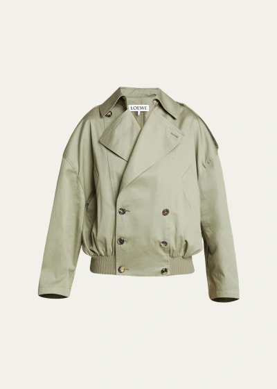 Loewe Cropped Trench Jacket In Military G