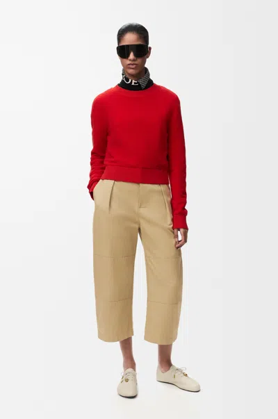 Loewe Cropped Trousers In Cotton Size: 44 For Woman In Neutral