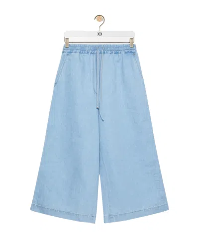 Loewe Cropped Trousers In Denim In Blue