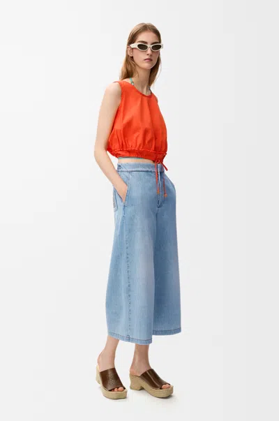 Loewe Cropped Trousers In Denim Size: L For Woman In Blue
