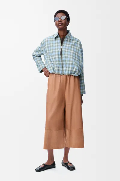 Loewe Cropped Trousers In Nappa Lambskin And Suede Goatskin Size:xl For Woman In Brown