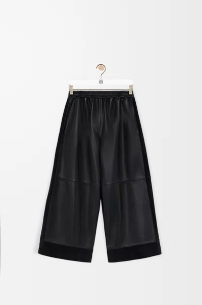 Loewe Cropped Trousers In Nappa Lambskin And Suede Size:34 For Woman In Black