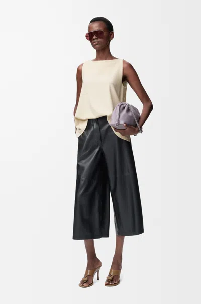 Loewe Cropped Trousers In Nappa Lambskin Size:38 For Woman In Black