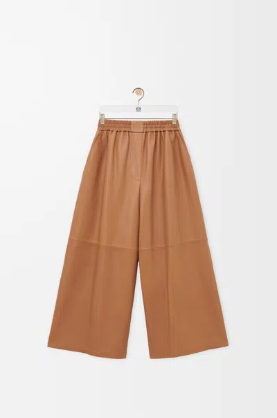 Loewe Cropped Trousers In Nappa Lambskin Size:l For Woman In Brown