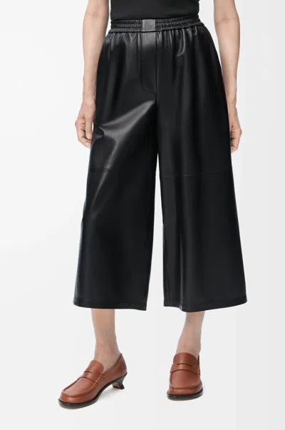 Loewe Cropped Trousers In Nappa Lambskin Size:s For Woman In Black