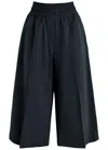Loewe Cropped Wide-leg Cotton-blend Trousers In Navy