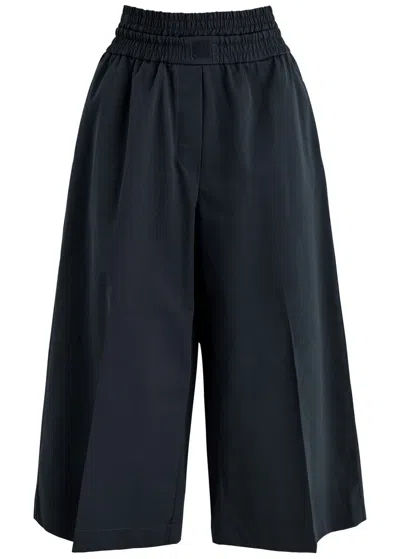 Loewe Cropped Wide-leg Cotton-blend Trousers In Black