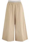 Loewe Womens Beige Cropped Wide-leg Mid-rise Cotton-blend Trousers