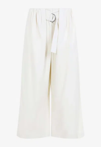 Loewe Cropped Wide Pants In White