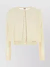 Loewe Cropped Wool Cardigan Ribbed Cuffs In Silver