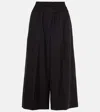 Loewe Cropped Double Waistband Wool Trousers In Black