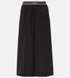 Loewe Cropped Wool Wide-leg Pants In Black