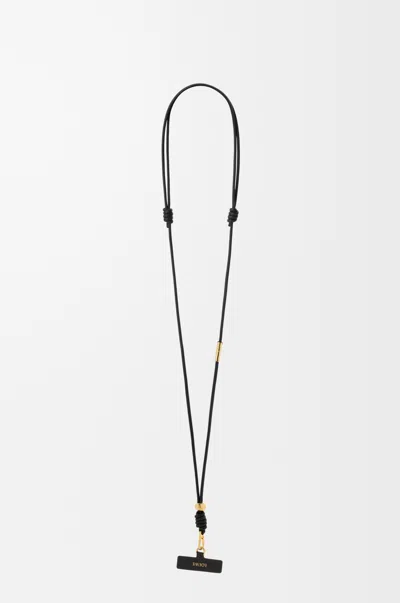 Loewe Crossbody Phone Strap In Leather Skin For Woman In Black