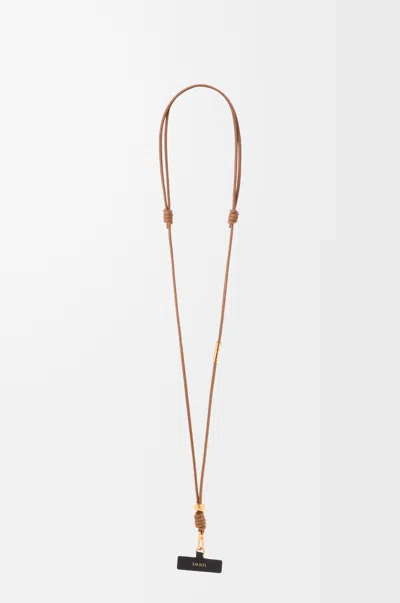 Loewe Crossbody Phone Strap In Leather Skin For Woman In Mocha