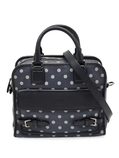 Pre-owned Loewe Cruz Polka Dot Satchel Bag In Blue