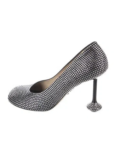 Pre-owned Loewe Crystal Printed Pumps In Black/silver