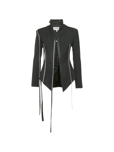 Pre-owned Loewe Crystal-embellished Gabardine Blazer In Black