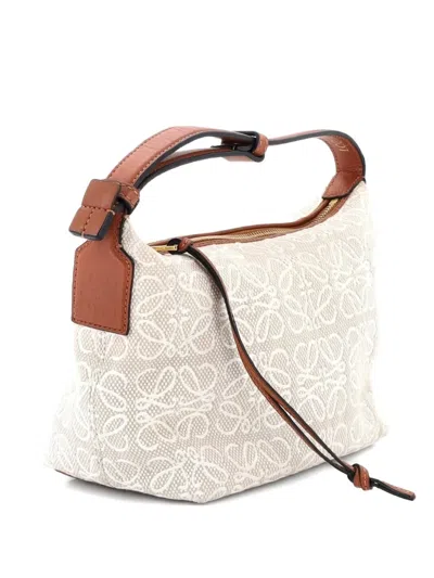 Pre-owned Loewe Cubi Anagram Jacquard Medium Hobo Bag In Neutral