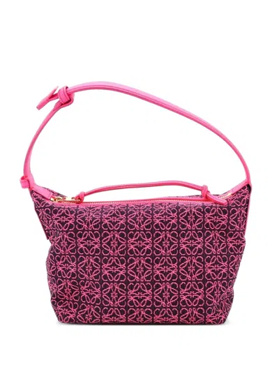 Pre-owned Loewe Cubi Anagram Jacquard Small Hobo Bag In Pink