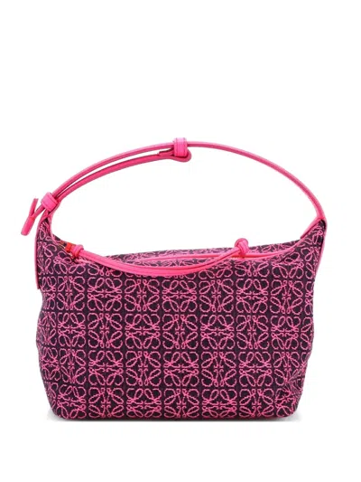 Pre-owned Loewe Cubi Anagram Jacquard Small Hobo Bag In Pink