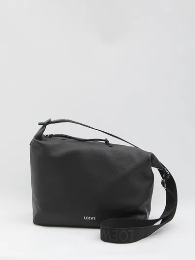 Loewe Cubi Grained Leather Crossbody Bag In Black