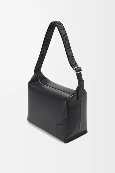 Loewe Cubi Crossbody Bag In Supple Smooth Leather Skin And Jacquard For Man In Black
