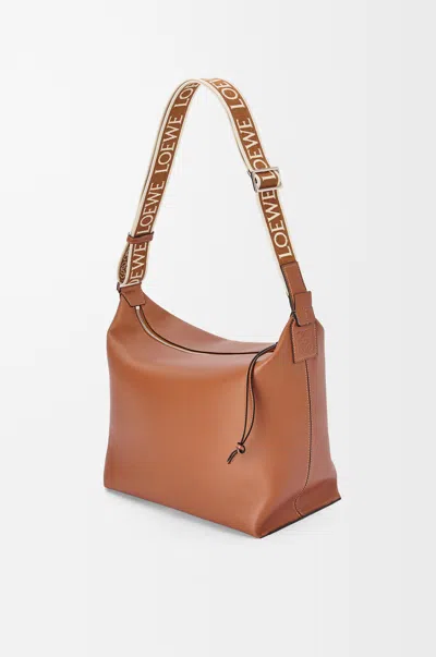 Loewe Cubi Crossbody Bag In Supple Smooth Leather Skin And Jacquard For Man In Brown