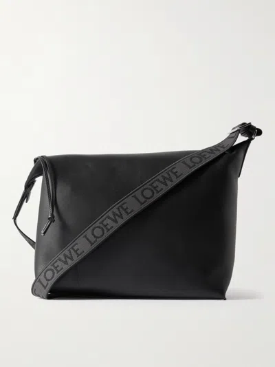 Loewe Cubi Crossbody Bag In Supple Smooth Leather Skin And Jacquard For Man In Black