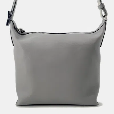 Pre-owned Loewe Cuby Cloth Shoulder Bag Gray Leather
