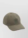 Loewe Curved Brim Logo Patch Cap In Cotton Canvas In Green