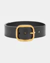 Loewe Leather Rounded-rectangle Belt In 8654 Black Vintage Brass
