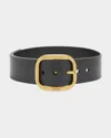 Loewe Leather Rounded-rectangle Belt In Black
