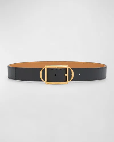 Loewe Curved Buckle Belt In Black & Gold