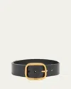 Loewe Leather Rounded-rectangle Belt In Black/vintage Brass