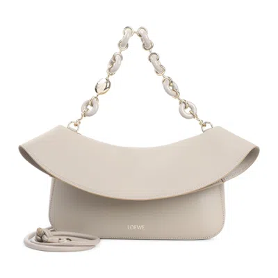 Loewe Curved Flap Shoulder Bag In White