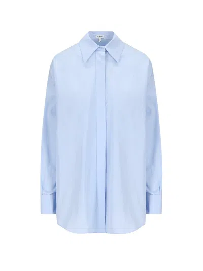 Loewe Curved Hem Buttoned Shirt In Blue