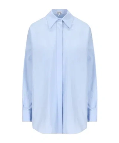 Loewe Cotton Shirt Featuring Box-pleat Detail In Clear Blue