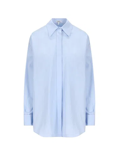 Loewe Cotton Shirt Featuring Box-pleat Detail In Clear Blue