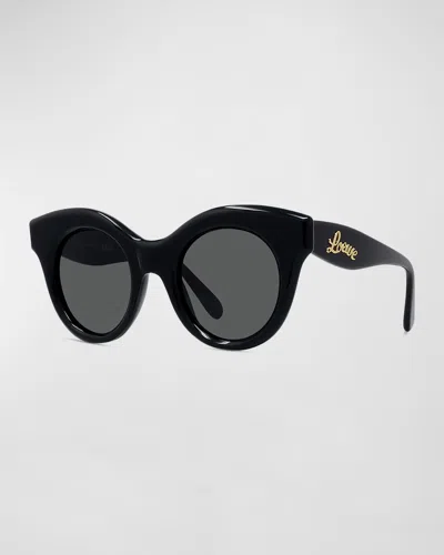 Loewe Curved Logo Acetate & Nylon Cat-eye Sunglasses In Black
