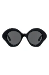 Loewe Curvy 49mm Small Geometric Sunglasses In Shiny Black/smoke