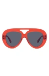 Loewe Round Spoiler Aviator Sunglasses In Shiny Red/smoke